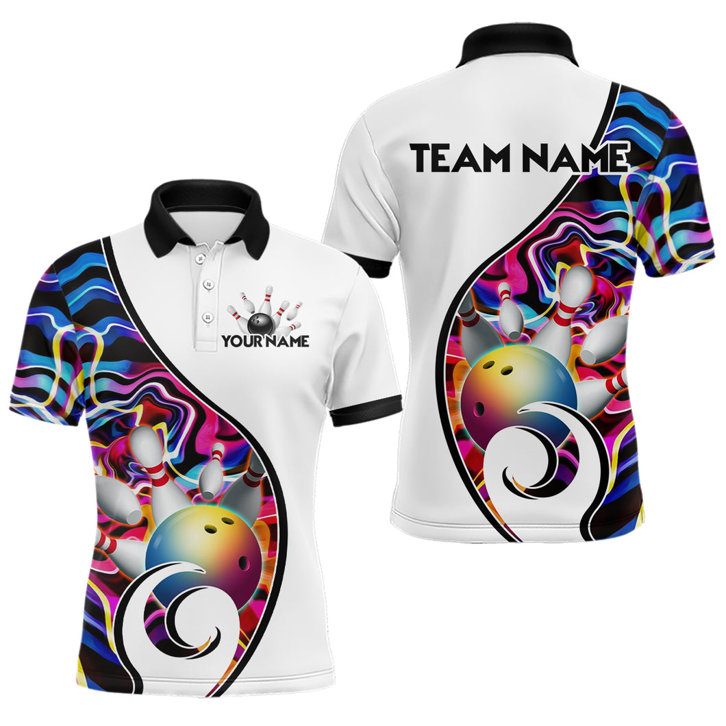 Custom Bowling Team Polo Shirts for Men - Personalized Abstract Bowling Jersey YYD0079