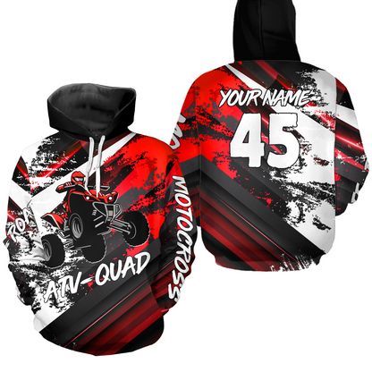 Red Custom ATV Motocross Hoodie Men Women Quad Shirt ATV Riding Hoodie MHATV26
