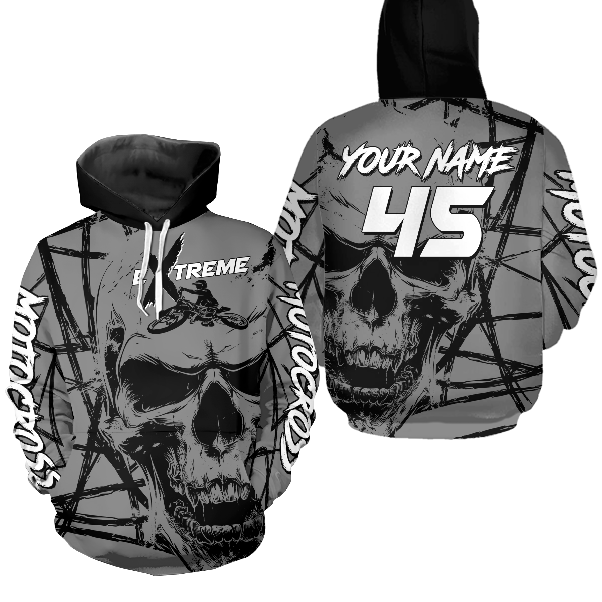 Grey Motocross Hoodie Custom for Men Women Dirt Bike Racing Hoodie Riding Shirt MH159