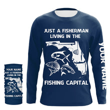 Load image into Gallery viewer, Fisherman living in the Fishing Capital UV protection custom name fishing shirts A32