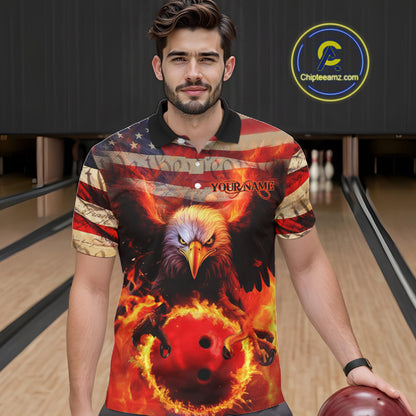 American Flag We The People Custom Eagle Bowling Shirts For Men, Patriotic Bowling Team Jerseys IPHW5287