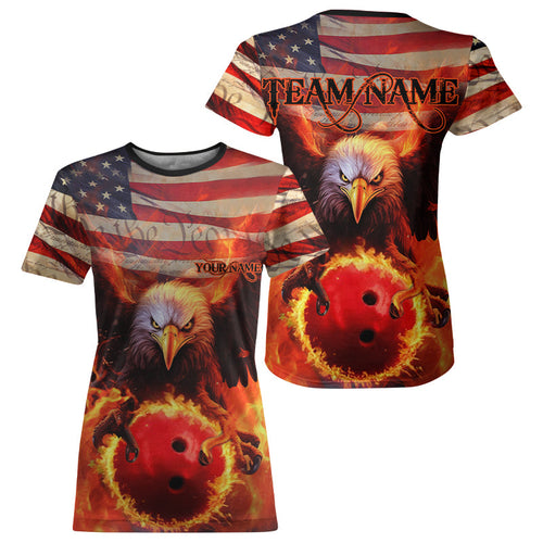 American Flag We The People Custom Patriotic Eagle US Bowling Team T-Shirts For Women IPHW5287