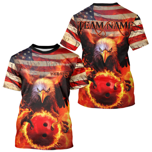 American Flag We The People Custom Patriotic Eagle US Bowling Team T-Shirts For Men IPHW5287