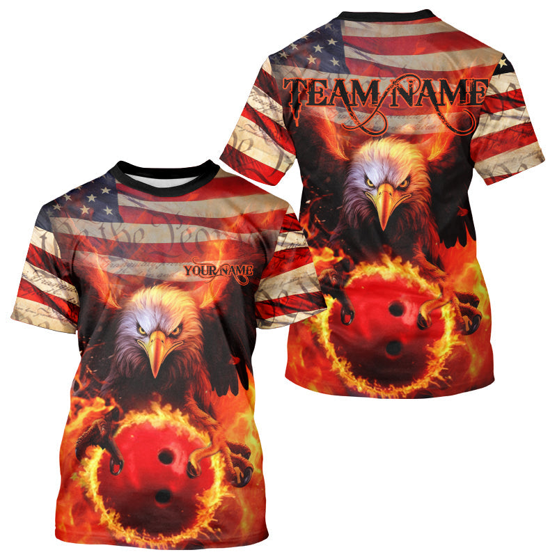 American Flag We The People Custom Patriotic Eagle US Bowling Team T-Shirts For Men IPHW5287