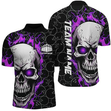 Load image into Gallery viewer, Custom Skull Bowling Quarter-Zip Shirt For Men,Flame Bowler Jerseys  5008IPHW