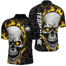 Load image into Gallery viewer, Custom Skull Bowling Quarter-Zip Shirt For Men,Flame Bowler Jerseys  5008IPHW