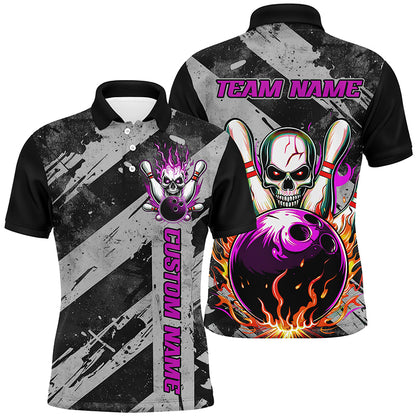 Custom Multi-Color Flame Skull Bowling Team Shirts For Men And Women, Flaming Bowling Jerseys Bowlers Outfit IPHW6556