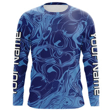 Load image into Gallery viewer, Water Pattern Camo Custom Long Sleeve Performance Fishing Shirts, Blue Camo Fishing Jerseys IPHW5973