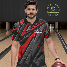 Load image into Gallery viewer, Custom Grunge Black And Red Cobra Snake Bowling Men Polo Shirts With Team Name For Bowlers IPHW9027