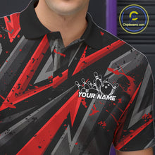 Load image into Gallery viewer, Custom Grunge Black And Red Cobra Snake Bowling Men Polo Shirts With Team Name For Bowlers IPHW9027