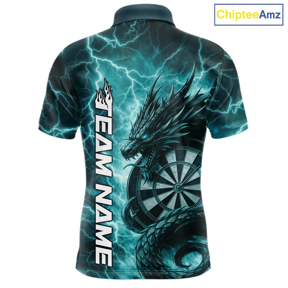 Custom Turquoise Blue Thunder Lightning Dragon Dart Jerseys, Multi Styles Dart Shirts For Men, Women And Kid IPHW10398