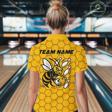 Load image into Gallery viewer, Custom Honeycomb Pattern Bee Bowling Team Women Quarter-Zip Shirts, Bowling League Shirts IPHW9045