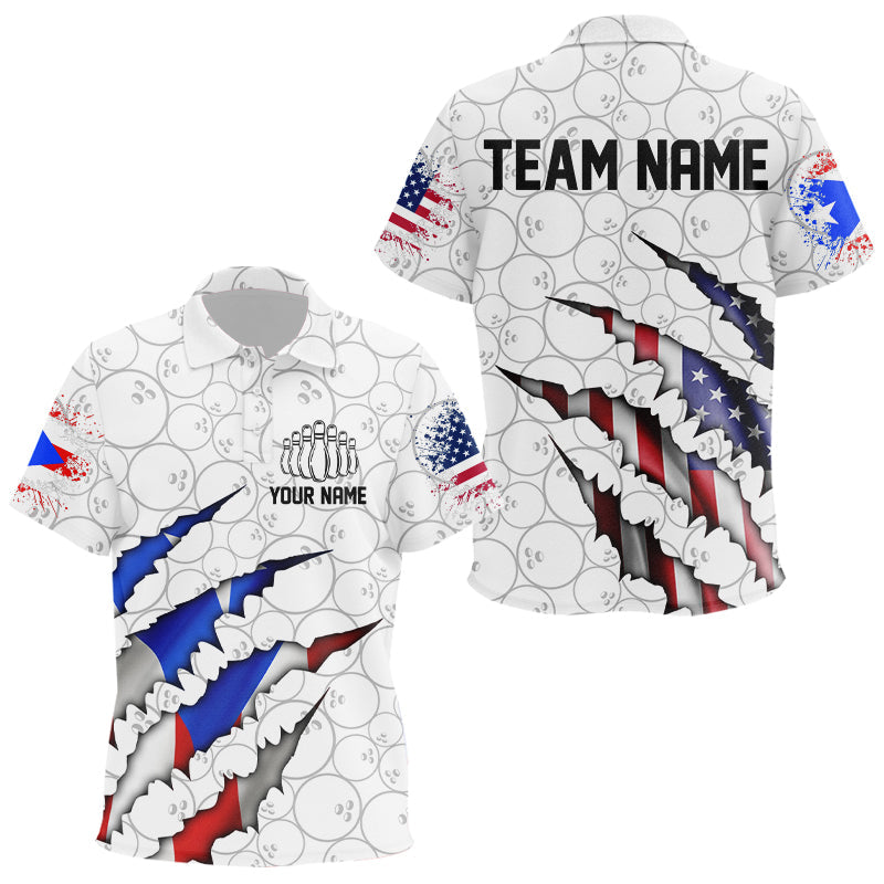 Personalized Puerto Rico Flag Bowling Polo Shirts For Kid, Puerto Rico Bowling Jerseys IPHW8805