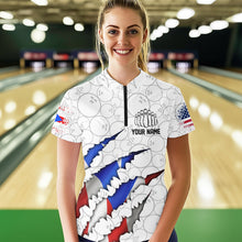 Load image into Gallery viewer, Personalized Puerto Rico Flag Bowling Women Quarter-Zip Shirts, Puerto Rico Bowling Jerseys IPHW8805