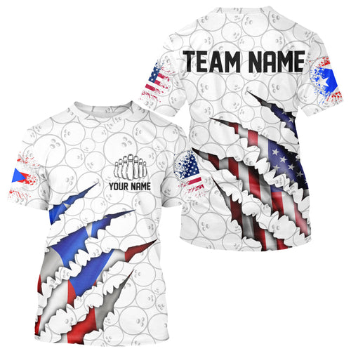 Personalized Puerto Rico Flag Bowling T-Shirts For Men, Puerto Rico Bowling Jerseys IPHW8805