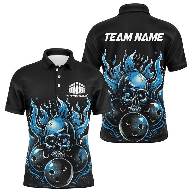 Custom Multi-Color Flaming Skull Bowling Team Shirts For Men And Women, Flaming Bowling Jerseys Bowlers Outfit IPHW6581