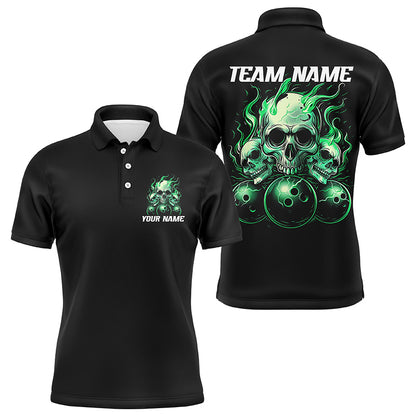 Custom Multi-Color Flame Skull Unisex Bowling Team Shirts, Strike Bowling League Team Jerseys IPHW6582