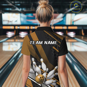 Custom Yellow Bowling Team Jerseys, Striking Bowling League Quarter-Zip Shirt For Women IPHW9809