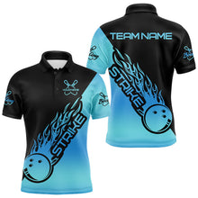 Load image into Gallery viewer, Black And Blue Custom Strike Bowling Polo Shirts For Men, Bowling Team Shirt Bowler Outfit IPHW8822