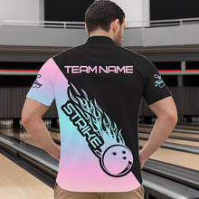 Load image into Gallery viewer, Blue And Pink Custom Strike Bowling Quarter-Zip Shirts For Men, Bowling Team Shirt Bowler Outfit IPHW8823