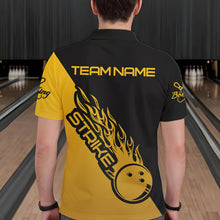 Load image into Gallery viewer, Black And Golden Custom Strike Bowling Polo Shirts For Men, Bowling Team Shirt Bowler Outfit IPHW8825