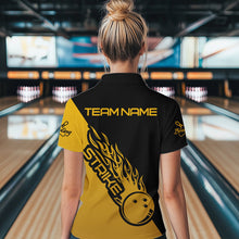 Load image into Gallery viewer, Black And Golden Custom Strike Bowling Women Quarter-Zip Shirts, Bowling Team Bowler Outfit IPHW8825
