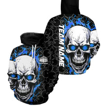 Load image into Gallery viewer, Custom Blue Flame Skull Bowling Shirts For Men And Women, Bowling Team Hoodie Bowling Shirts IPHW5103