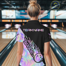 Load image into Gallery viewer, Custom Holographic Flame Spare Bowling Women Shirts, Bowling Team League Jerseys IPHW10688