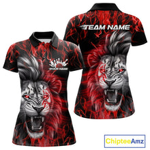 Load image into Gallery viewer, Custom Red Flame Lion Bowling Polo Team Shirts For Women, Lion Bowling League Shirt IPHW9326