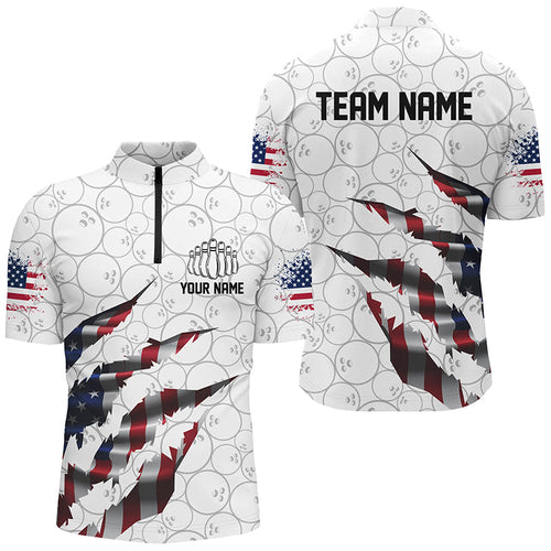 Custom Patriotic Bowling Shirts For Men, US Bowling Team Shirts American Flag Bowling IPHW7380
