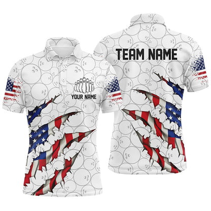 Custom Patriotic Bowling Shirts For Men, US Bowling Team Shirts American Flag Bowling IPHW7381