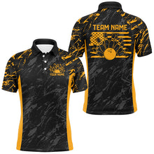 Load image into Gallery viewer, Black And Yellow Camo Custom Patriotic Bowling Shirt For Men, American Flag US Bowling League Shirt IPHW7915