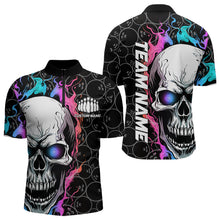 Load image into Gallery viewer, Custom Skull Bowling Quarter-Zip Shirt For Men,Flame Bowler Jerseys  5008IPHW