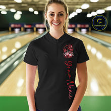 Load image into Gallery viewer, Custom Red Butterfly Bowling Women Quarter-Zip Shirts With Team Name, Bowling Uniform IPHW10946