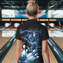 Load image into Gallery viewer, Custom Purple Butterfly Bowling Women Polo Shirts With Team Name, Bowling Uniform IPHW10948