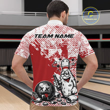 Load image into Gallery viewer, Red Custom Funny Drunk Bowling Ball And Pin Bowling Beer Men Quarter-Zip Shirt, Bowler Jersey IPHW11237