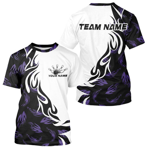 Custom Black And Purple Bowling T-Shirts For Men, Bowling T-Shirts Bowling League IPHW7399