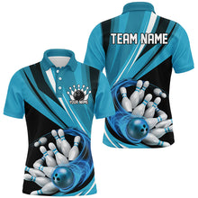 Load image into Gallery viewer, Custom Blue Flame Bowling Shirts For Men, Bowling League Bowling Team Shirts Bowlers Outfit IPHW7415
