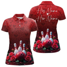 Load image into Gallery viewer, Red Heart Theme Custom Valentines Bowling Polo Shirt For Women, Couple Bowling Outfits IPHW8357