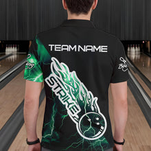 Load image into Gallery viewer, Custom Black And Green Thunder Lightning Strike Bowling Polo Shirts For Men Team Shirt IPHW8534