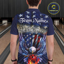 Load image into Gallery viewer, Customized Eagle Bowling Shirt Patriotic Polo Bowling Jersey For Men US Bowling | Blue IPHW7110