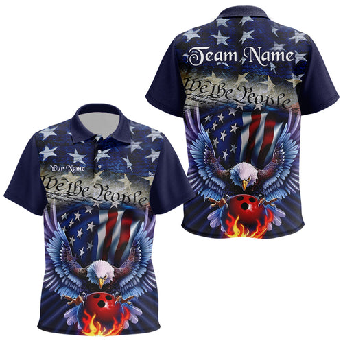 Customized Blue Eagle Bowling Shirt Patriotic Polo Bowling Jersey For Kid US Bowling IPHW7110