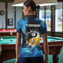 Load image into Gallery viewer, Personalized Water Yin &amp; Yang Billiard Polo &amp; Quarter-Zip Shirt For Women 8 Ball Billiard Team Jersey NYN2833