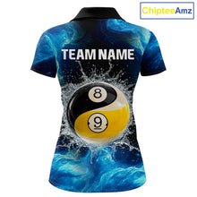 Load image into Gallery viewer, Personalized Water Yin &amp; Yang Billiard Polo &amp; Quarter-Zip Shirt For Women 8 Ball Billiard Team Jersey NYN2833