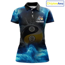 Load image into Gallery viewer, Personalized Water Yin &amp; Yang Billiard Polo &amp; Quarter-Zip Shirt For Women 8 Ball Billiard Team Jersey NYN2833