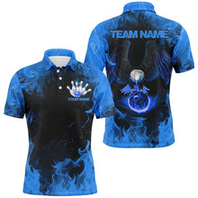 Load image into Gallery viewer, Blue Flame Eagle Bowling Team Shirts For Men, Fire Custom Bowling Uniforms Outfit Bowling IPHW7117