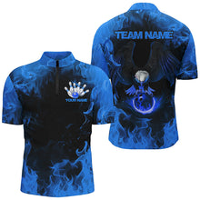 Load image into Gallery viewer, Blue Flame Eagle Bowling Team Shirts For Men, Fire Custom Bowling Uniforms Outfit Bowling IPHW7117