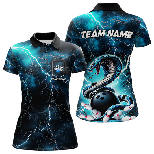 Blue Thunder Lightning Custom Cobra Snake Women Polo Bowling Shirts With Pocket IPHW7423