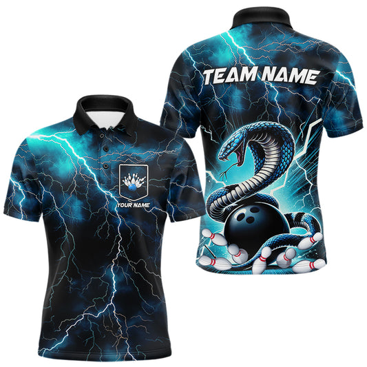 Blue Thunder Lightning Custom Cobra Snake Men Polo Bowling Shirts With Pocket IPHW7423