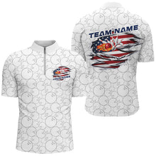 Load image into Gallery viewer, Custom Patriotic Flame Bowling Shirts, American Flag Bowling Team Shirt Bowling Jerseys IPHW7434